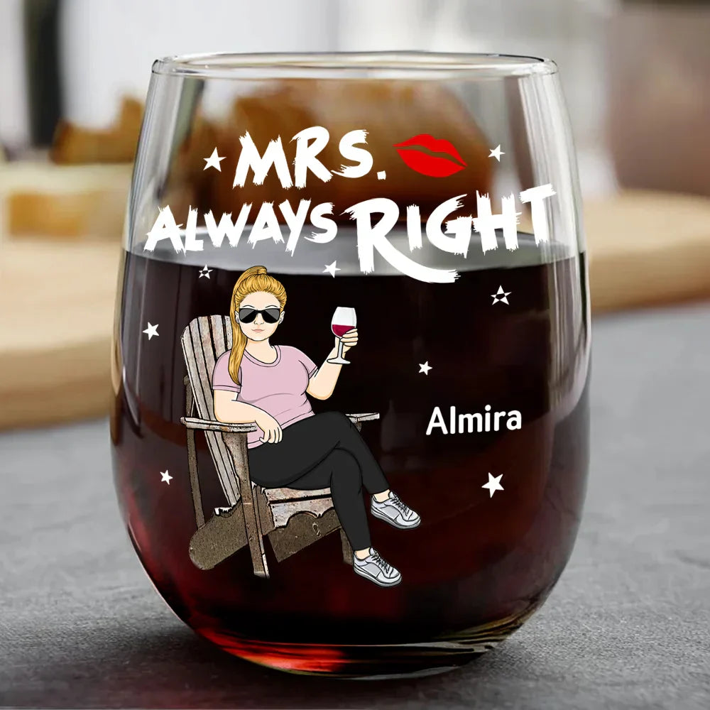 Gift For Couples,Gift For Mother,Gift For Father,Happy - Couple Mr Right Mrs Always Right - Personalized Combo Wine & Beer Glass