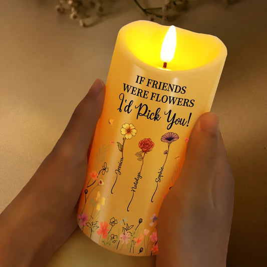 Gift For Bestie - Birth Flower Grow An Old Friend - Personalized Flameless LED Candle