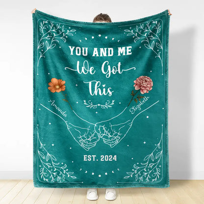 Birth Flower Hands In Hands We Got This - Personalized Fleece Blanket, Sherpa Blanket