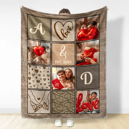 Personalized Custom Photo Couple Names Blanket - Custom Gift For Couple