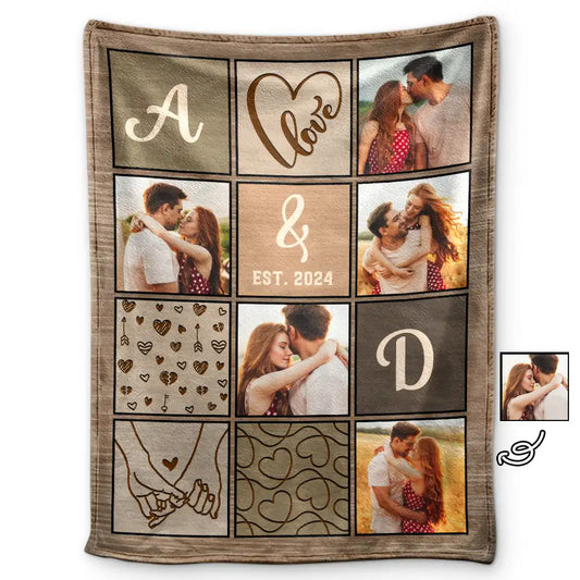 Personalized Custom Photo Couple Names Blanket - Custom Gift For Couple