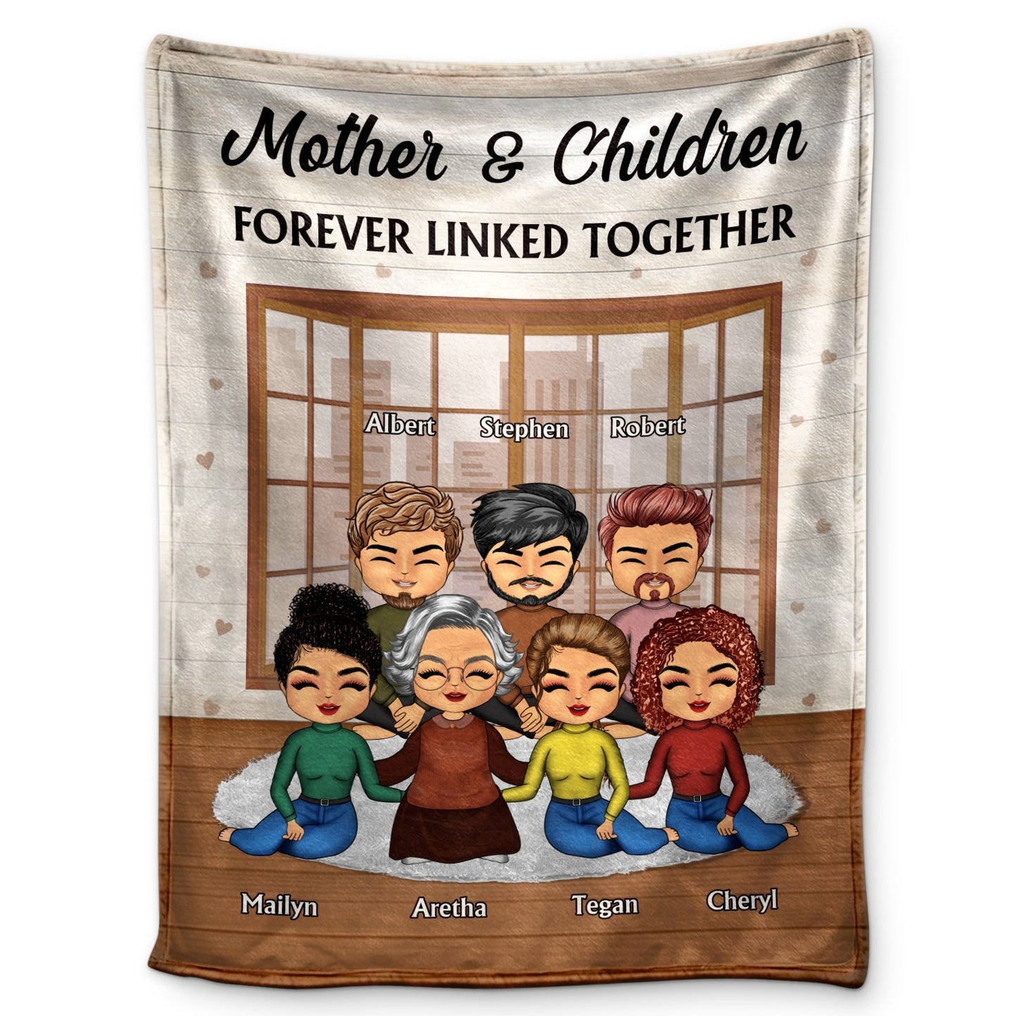 Mother & Children Forever Linked Together - Personalized Custom Family Blanket