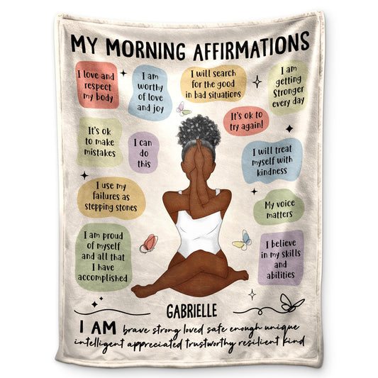 Personalized "My Morning Affirmations" Blanket - Empowering Self-Care Gift