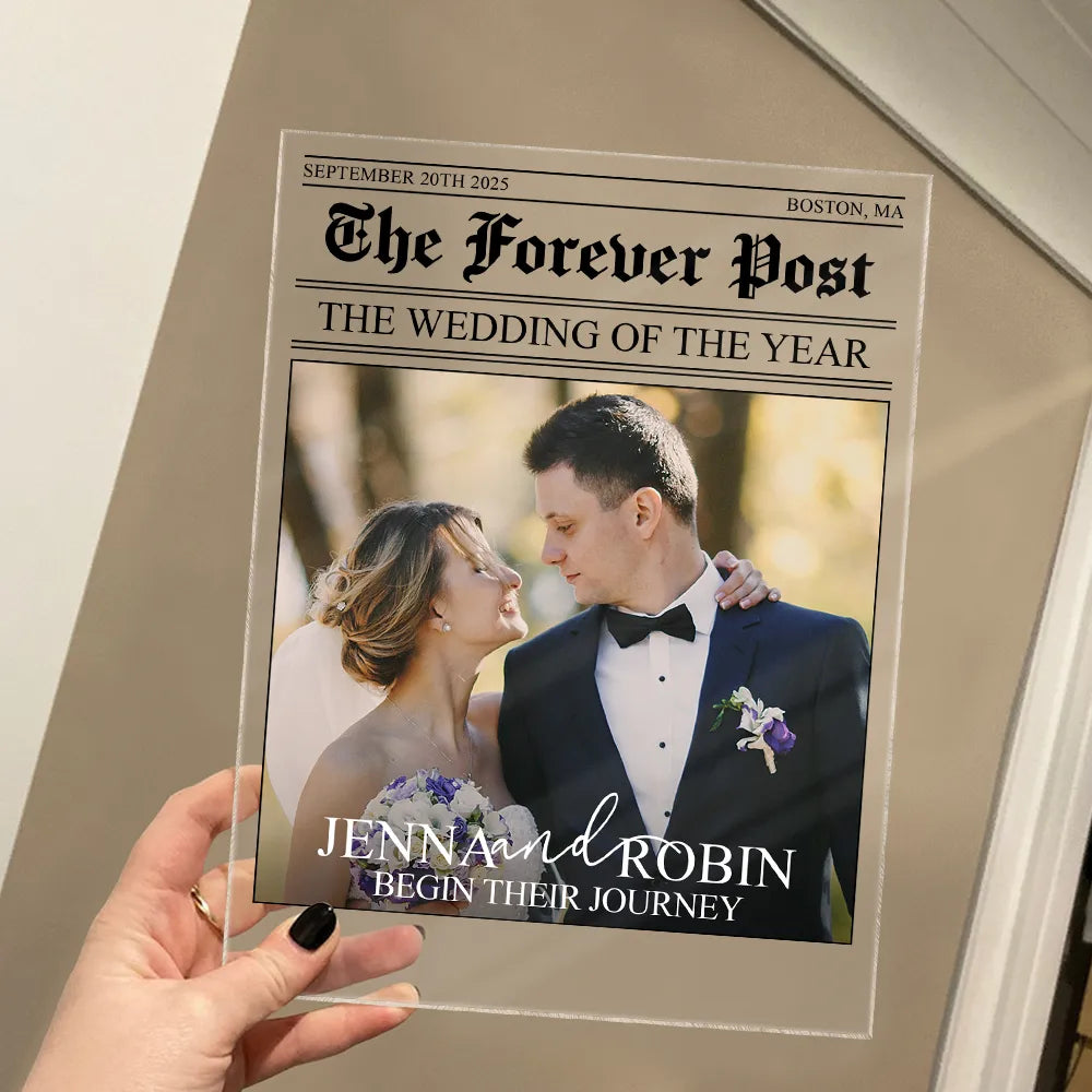 Plaque material and size view - Personalized Wedding Acrylic Plaque