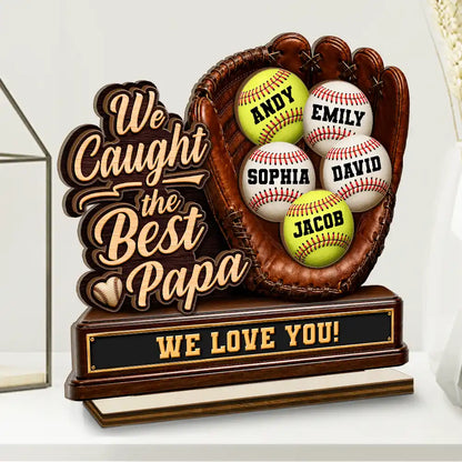 Custom Baseball Glove Wooden Plaque personalization view for Dad