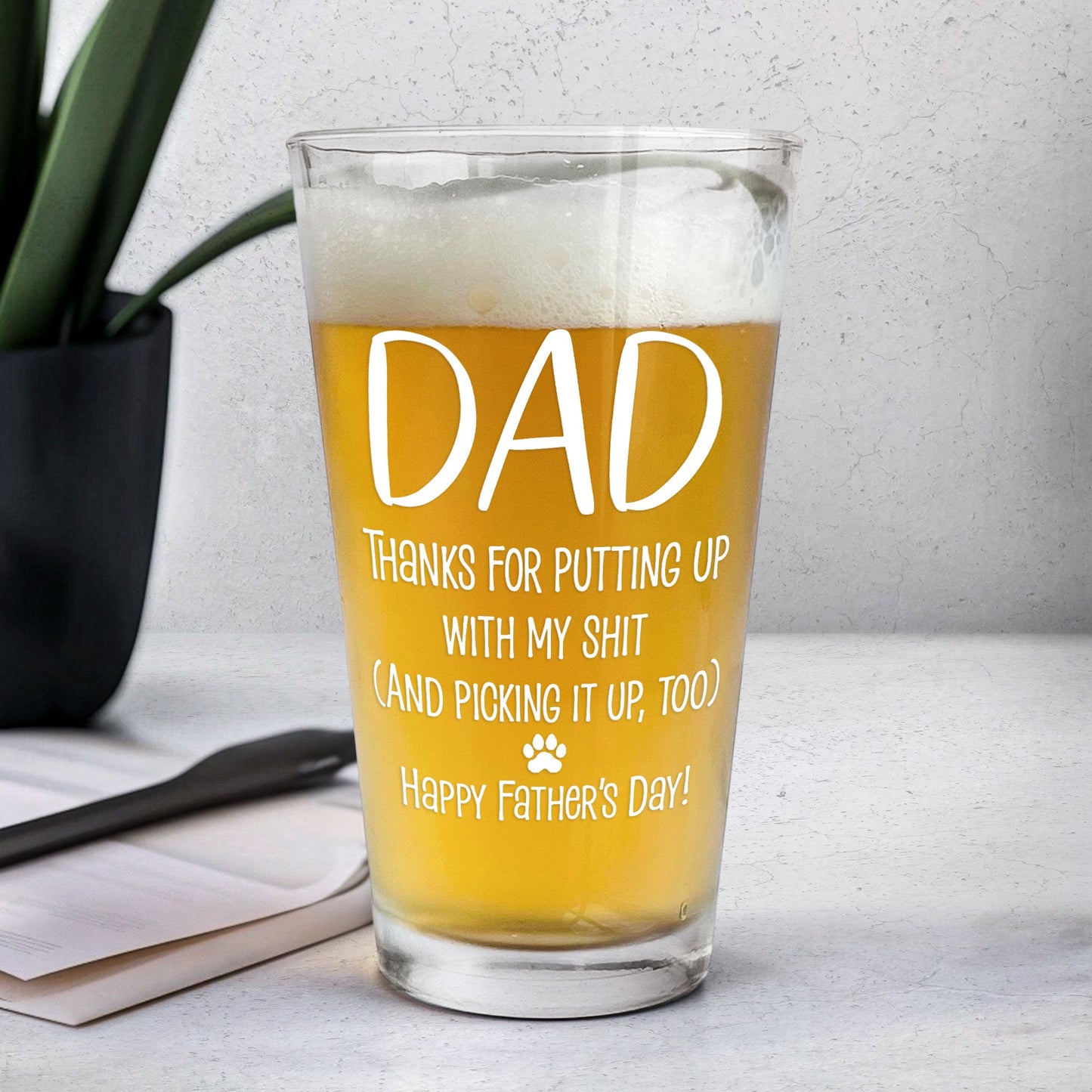 Thanks Dad We Woof You - Personalized Beer Glass