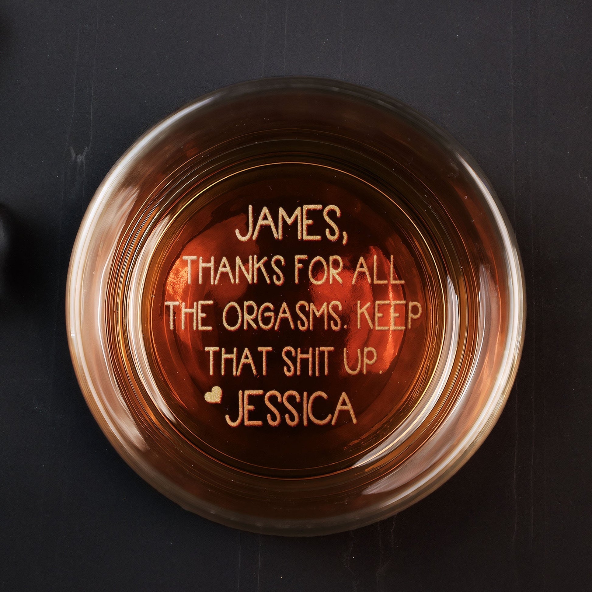 Thanks For All The Orgasms - Personalized Engraved Whiskey Glass