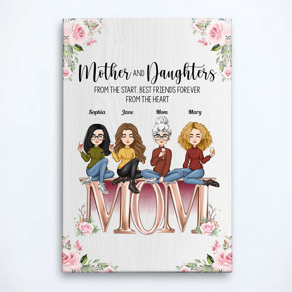 Heartfelt Personalized Mother Daughter Canvas Wall Art: "Best Friends Forever"