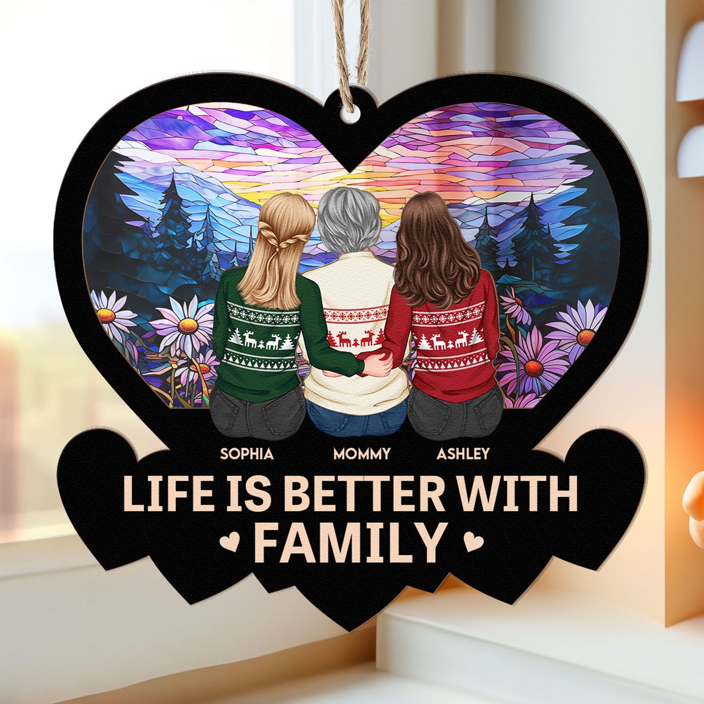 The Miles Don't Matter - Family Together - Personalized Suncatcher Ornament