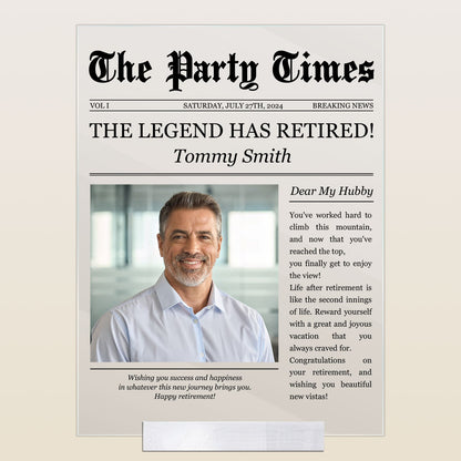 “Happy Retirement” - The Party Times Personalized Acrylic Photo Plaque