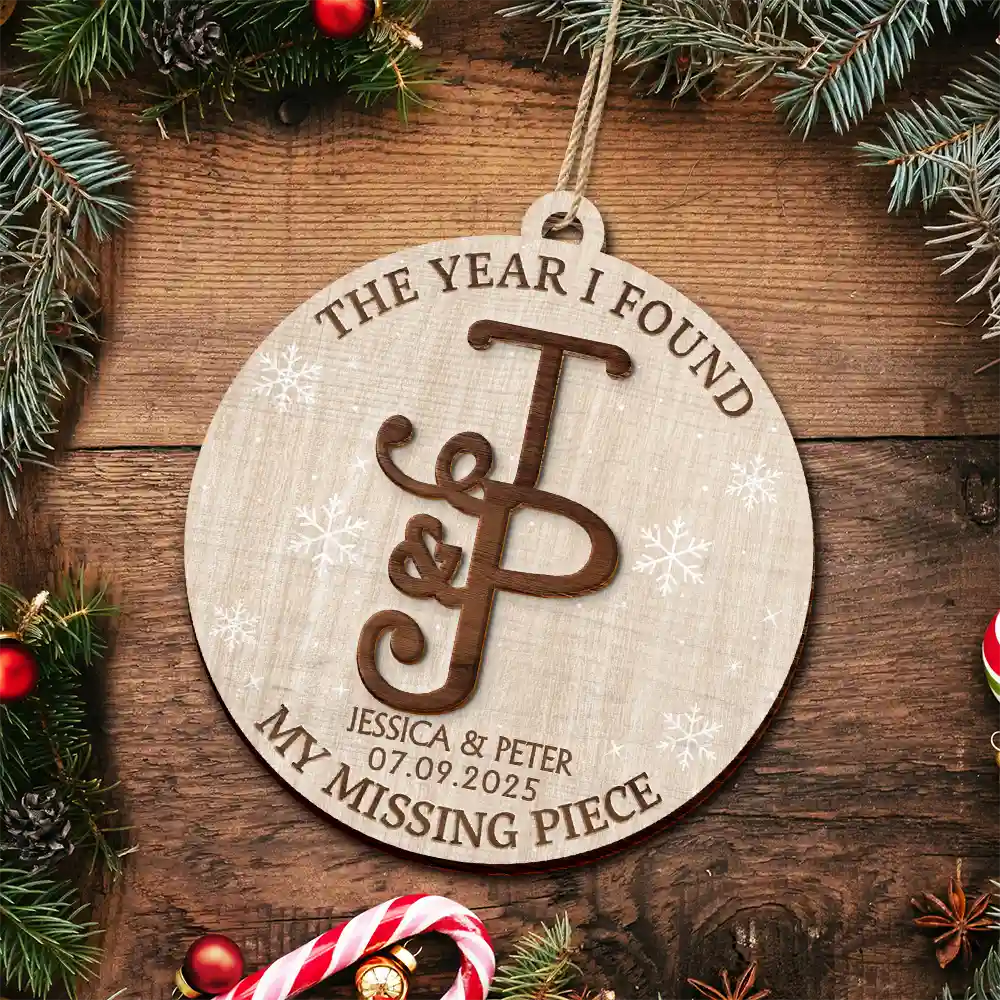 Wooden Ornament material and size view - Custom Couple Christmas Ornament