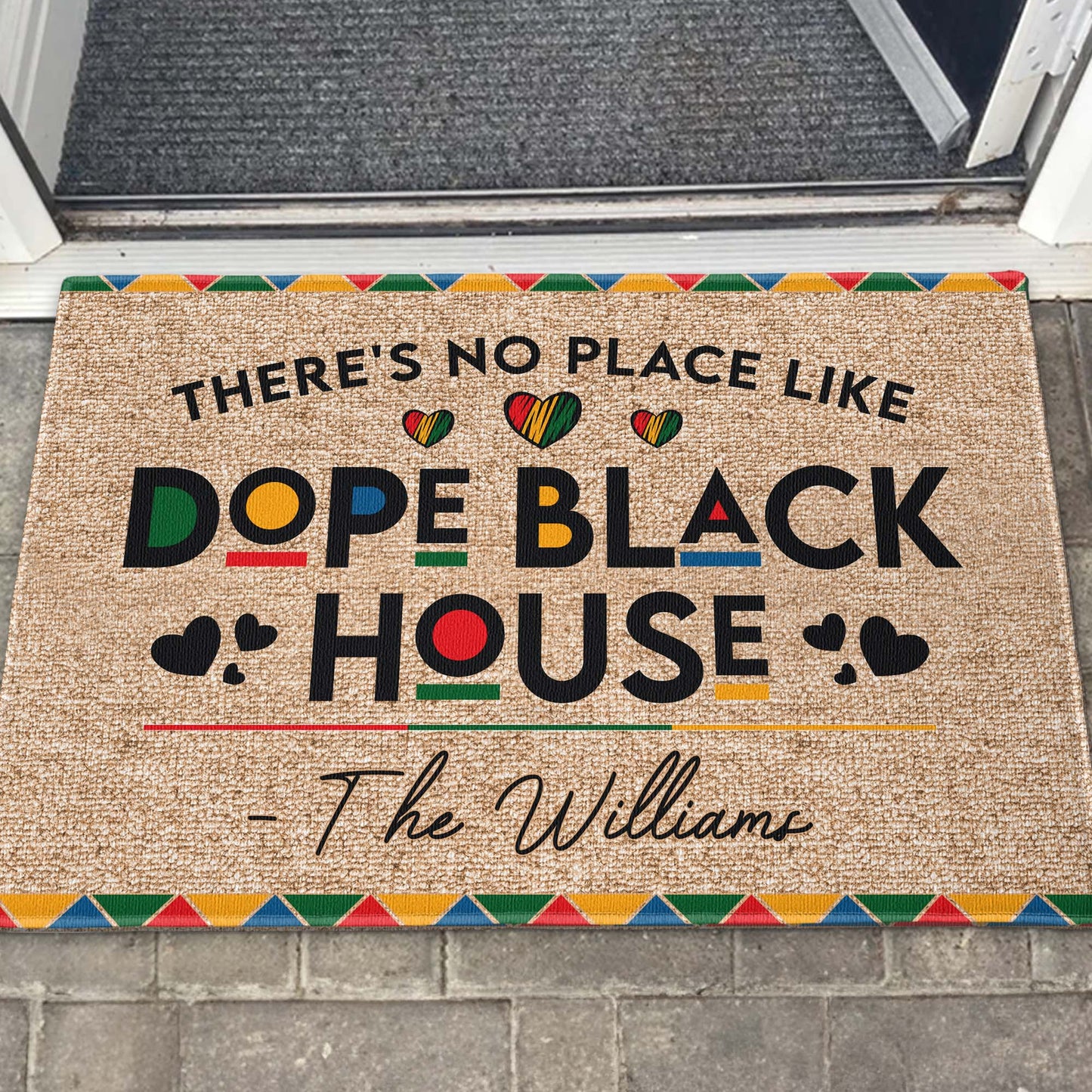 There's No Place Like Dope Black House - Personalized Custom Family Name Doormat
