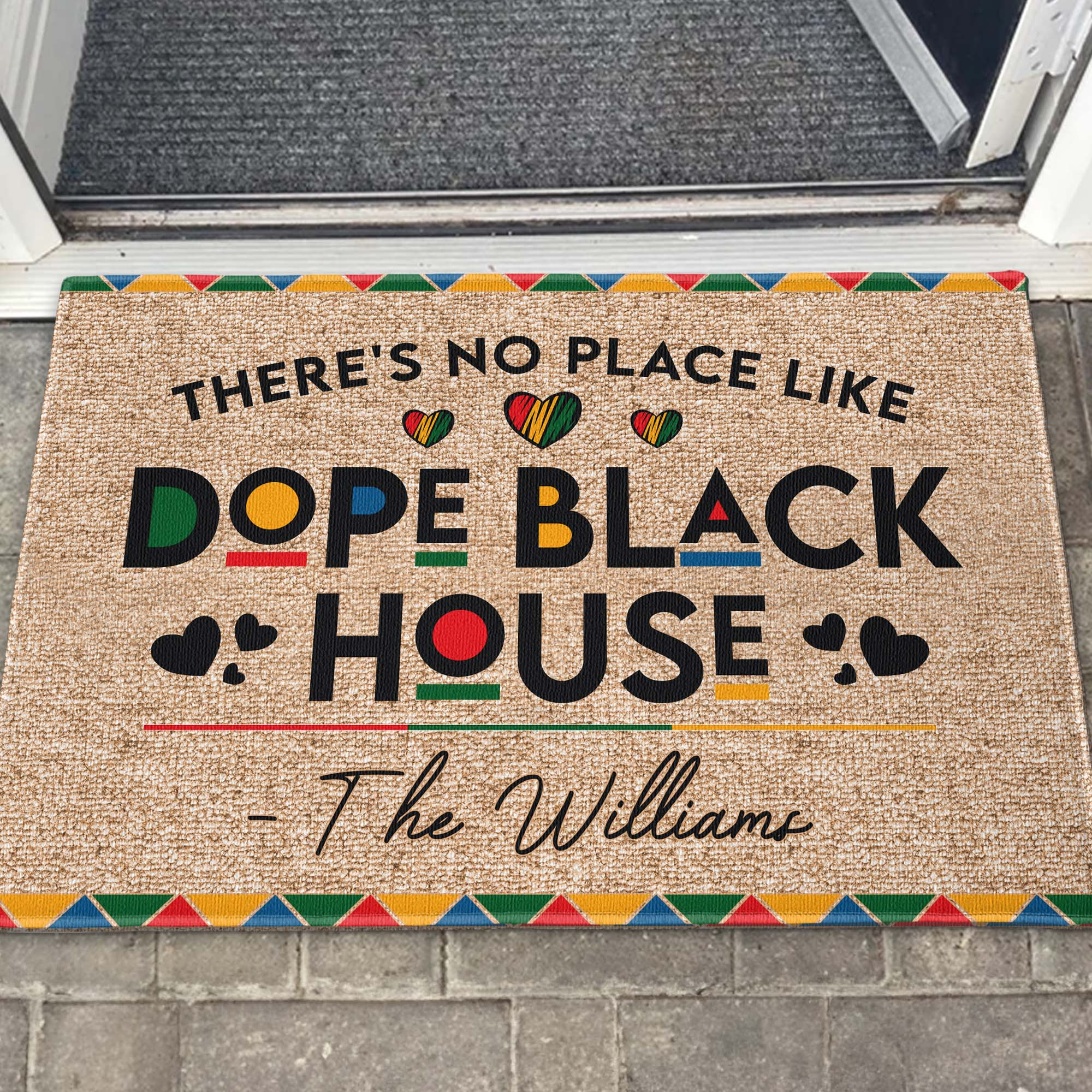 There's No Place Like Dope Black House - Personalized Custom Family Name Doormat