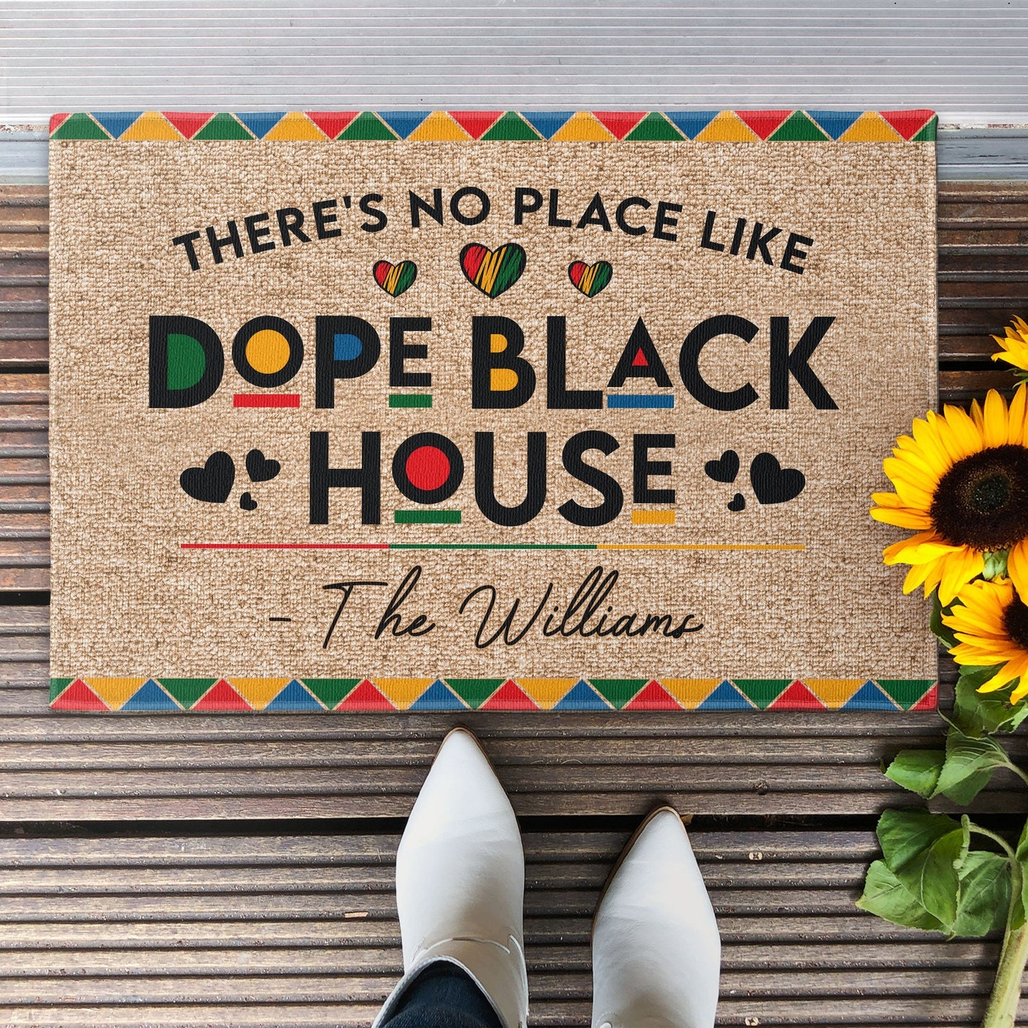 There's No Place Like Dope Black House - Personalized Custom Family Name Doormat