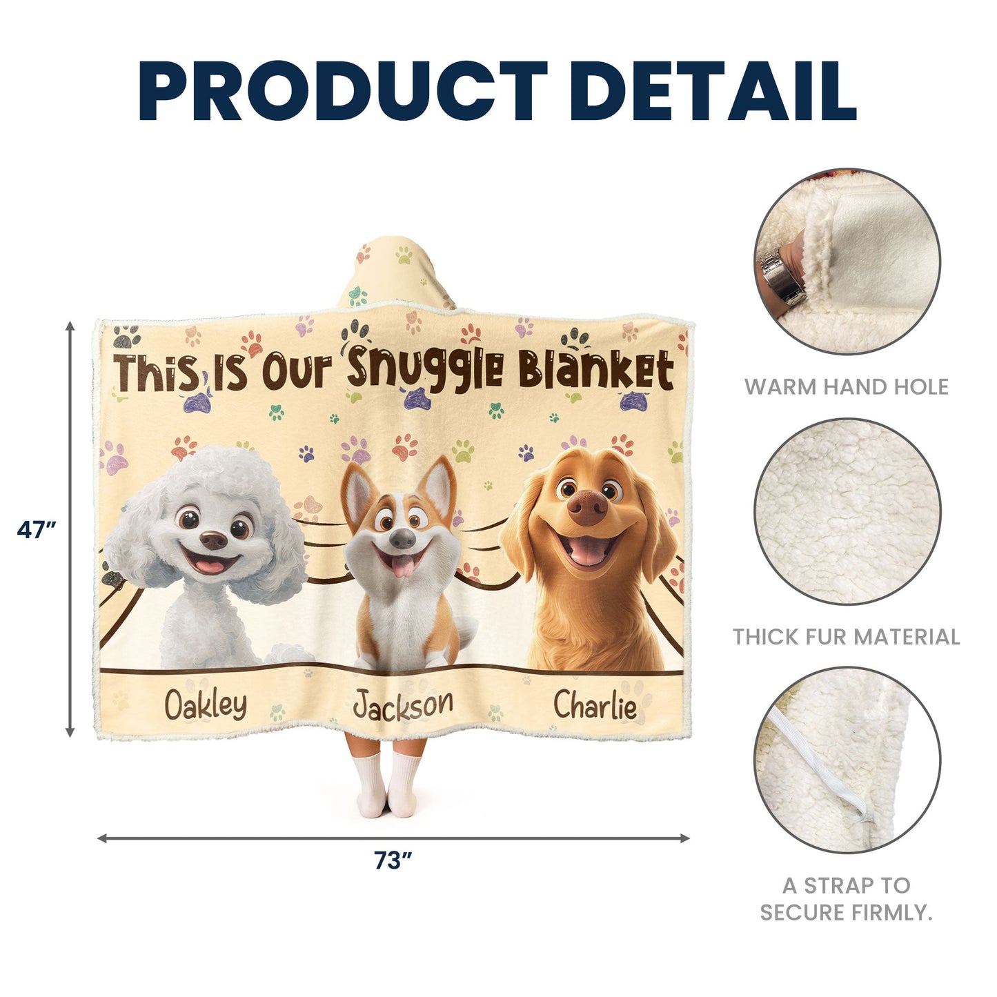 The “Paws & Cuddles” - Personalized Wearable Hoodie Blanket for Dog Lovers