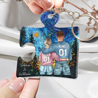 Personalized "Missing Piece" Keychain for Him - Romantic Couple Gift
