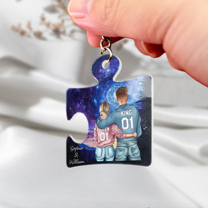 Personalized "Missing Piece" Keychain for Him - Romantic Couple Gift