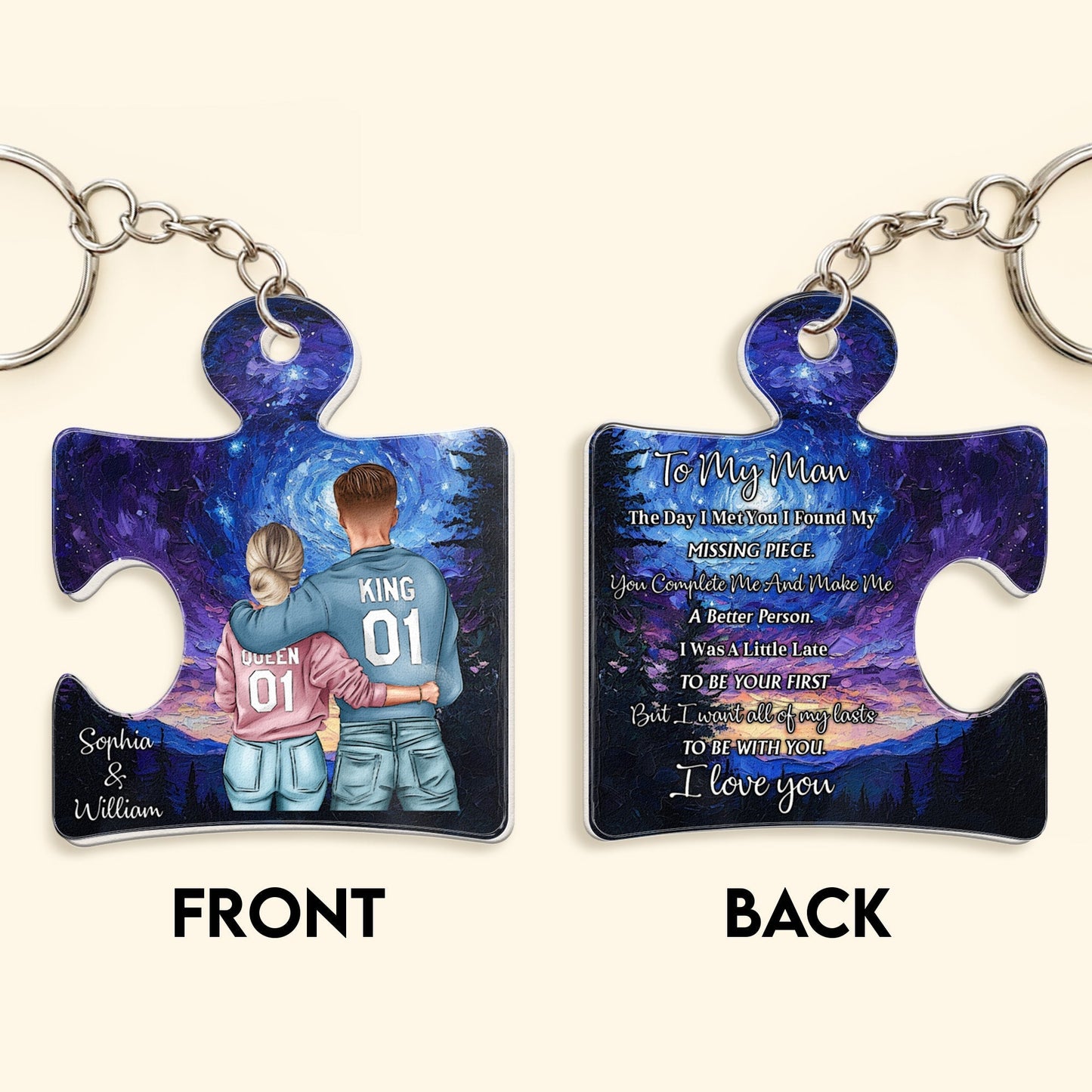 Personalized "Missing Piece" Keychain for Him - Romantic Couple Gift