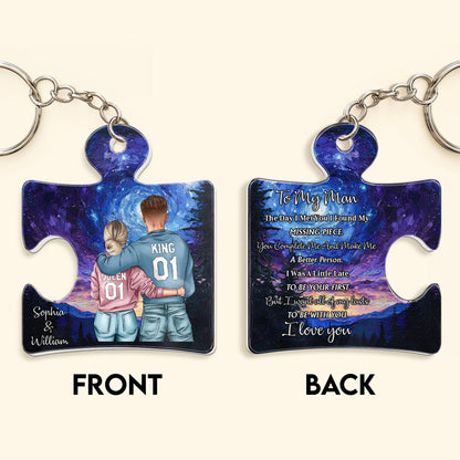 Personalized "Missing Piece" Keychain for Him - Romantic Couple Gift