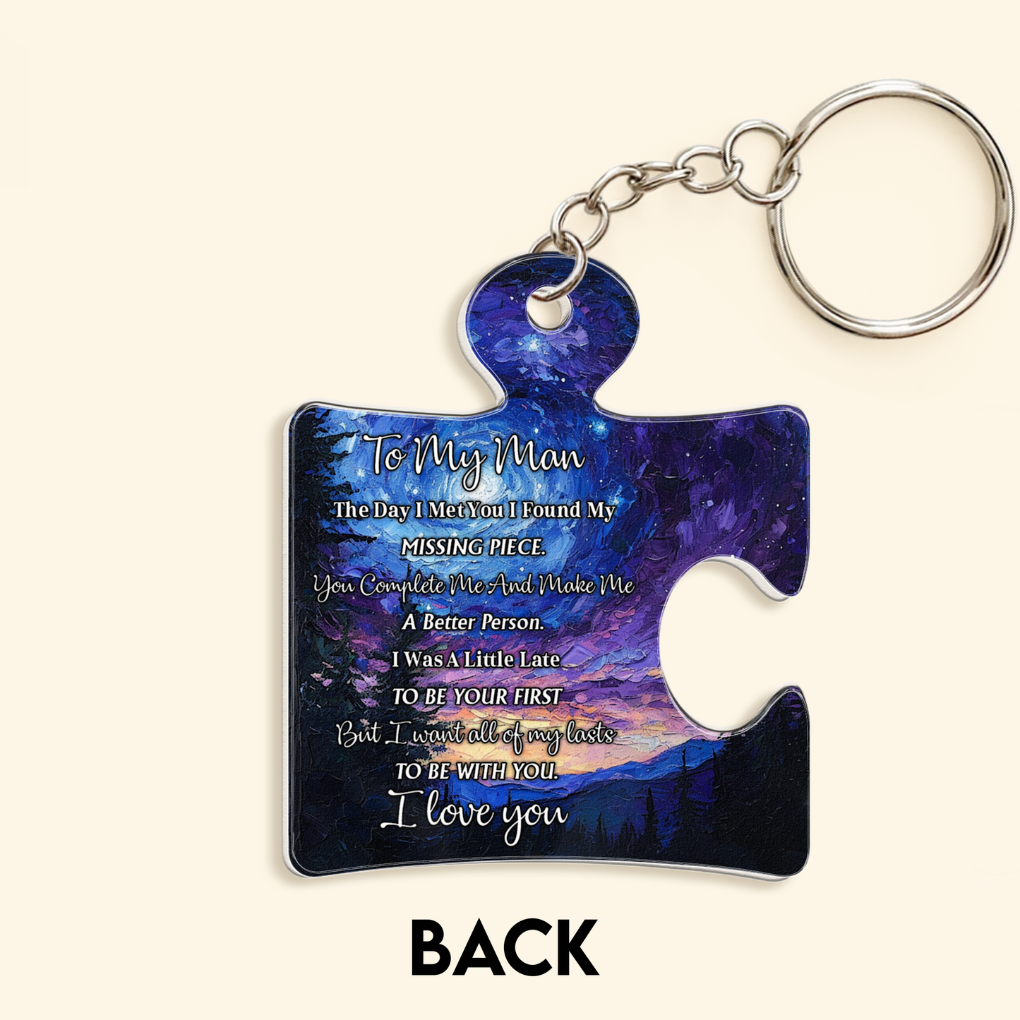 Personalized "Missing Piece" Keychain for Him - Romantic Couple Gift