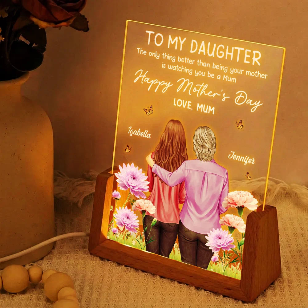 Gift For Daughter,Mom - Daughters (Adult),Love - To My Daughter Happy Mother's Day 3D Birth Flower - Personalized Night Light
