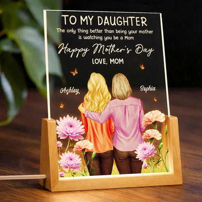 Gift For Daughter,Mom - Daughters (Adult),Love - To My Daughter Happy Mother's Day 3D Birth Flower - Personalized Night Light