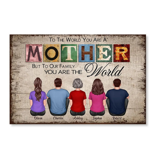 Heartfelt Personalized 'You Are The World' Family Canvas Gift for Mom
