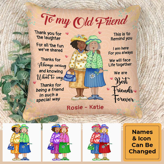 Personalized 'To My Old Friend' Bestie Pillow - Custom Gift for Best Friends