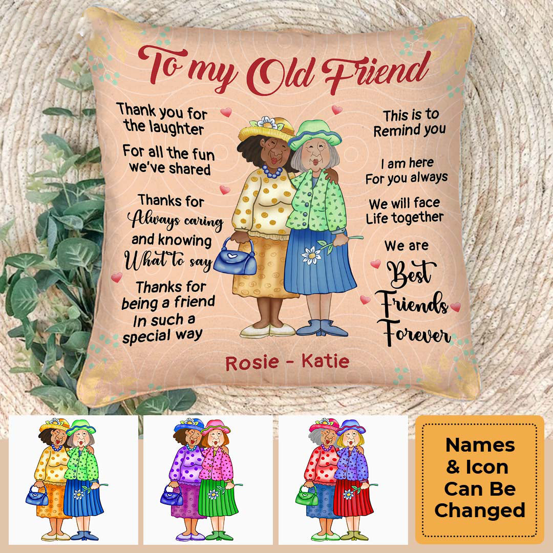 Personalized 'To My Old Friend' Bestie Pillow - Custom Gift for Best Friends