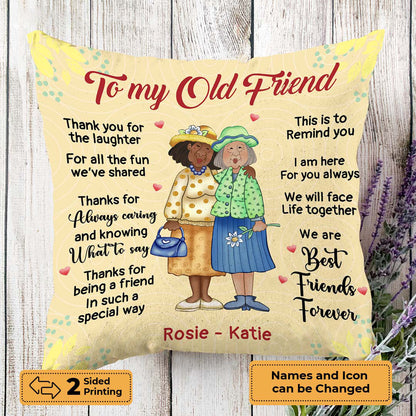 Personalized 'To My Old Friend' Bestie Pillow - Custom Gift for Best Friends