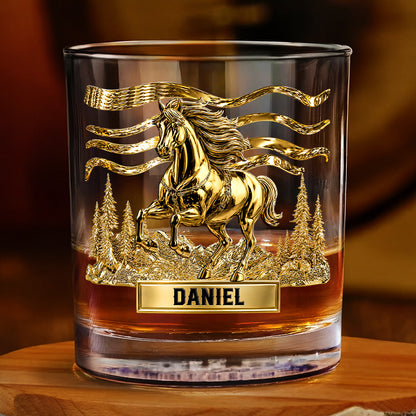 Personalized Horse Whiskey Glass personalization view for Dad