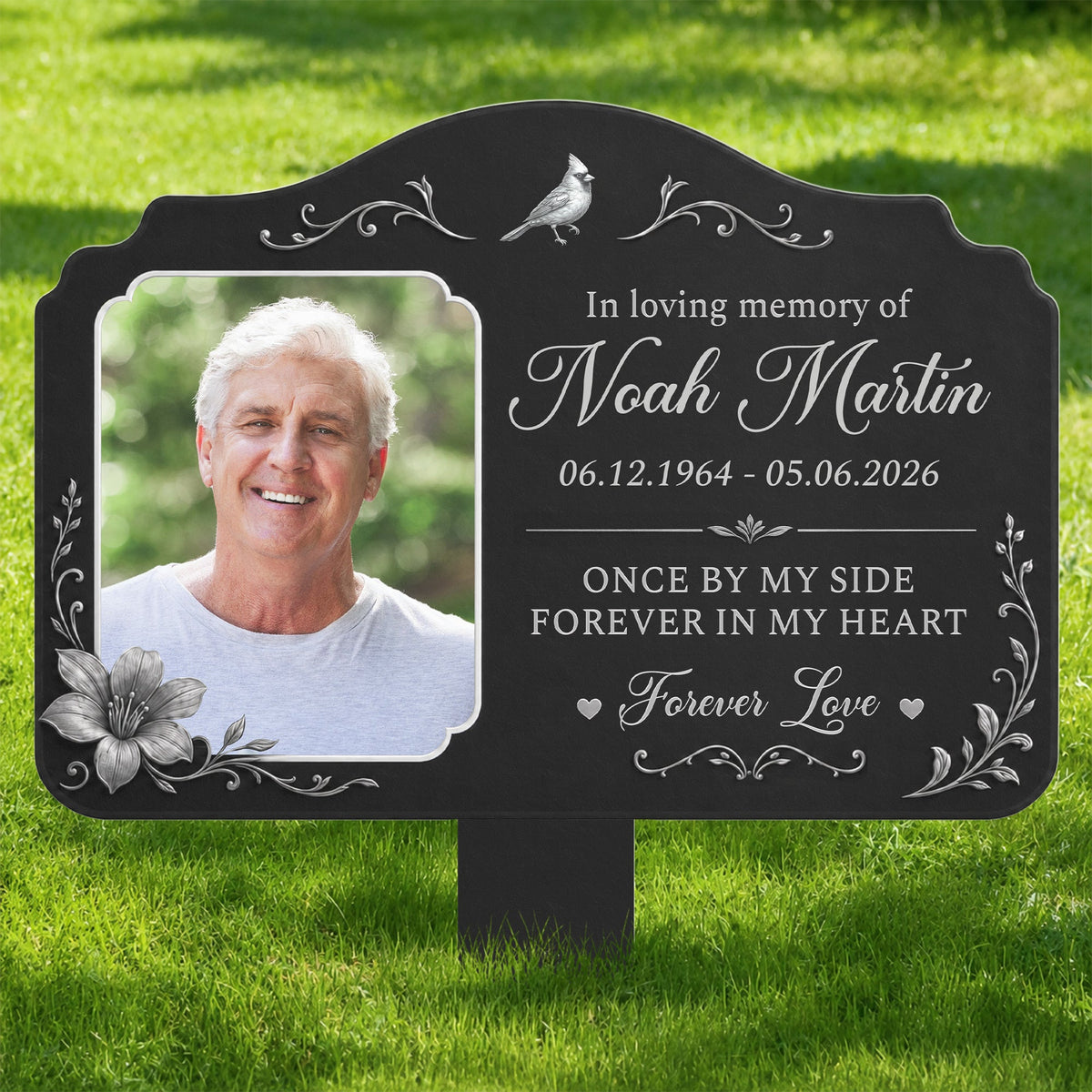 "In Loving Memory" Personalized Metal Garden Stake - Custom Photo Memorial Gift