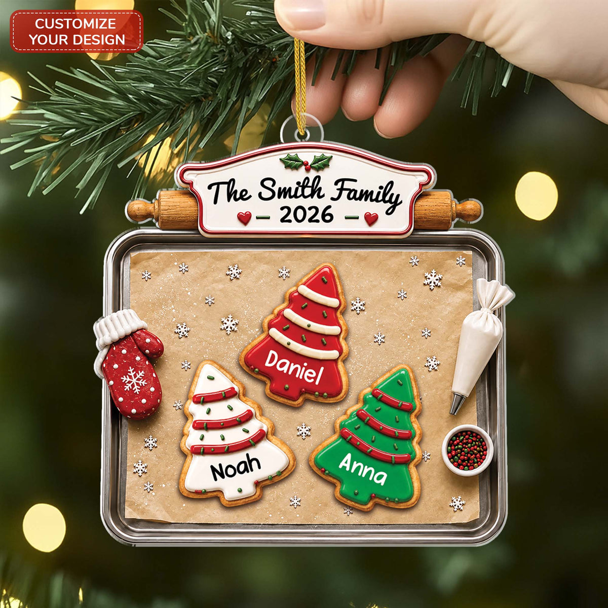 Christmas Tree Cookies Personalized Acrylic Ornament - Holiday Keepsake Gift for Familes