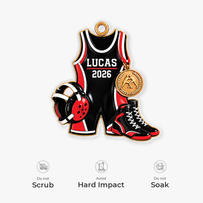 Personalized Wrestling Acrylic Ornament - Custom Name Singlet Gear Gift for Wrestlers