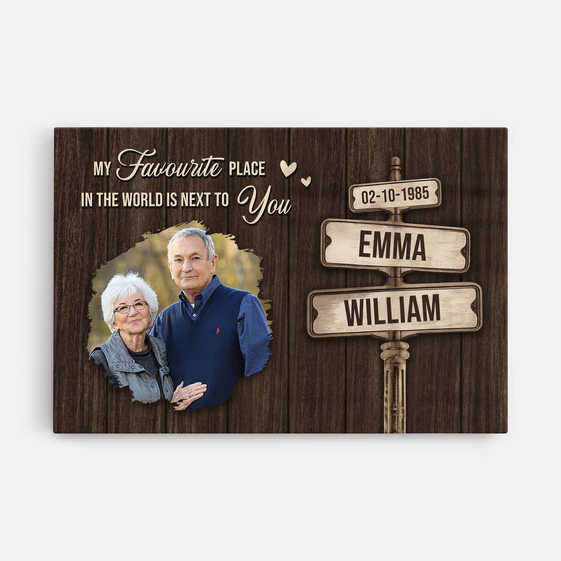 My Favourite Place In The World Is Next To You - Personalised Custom Couples Photo Canvas / Poster