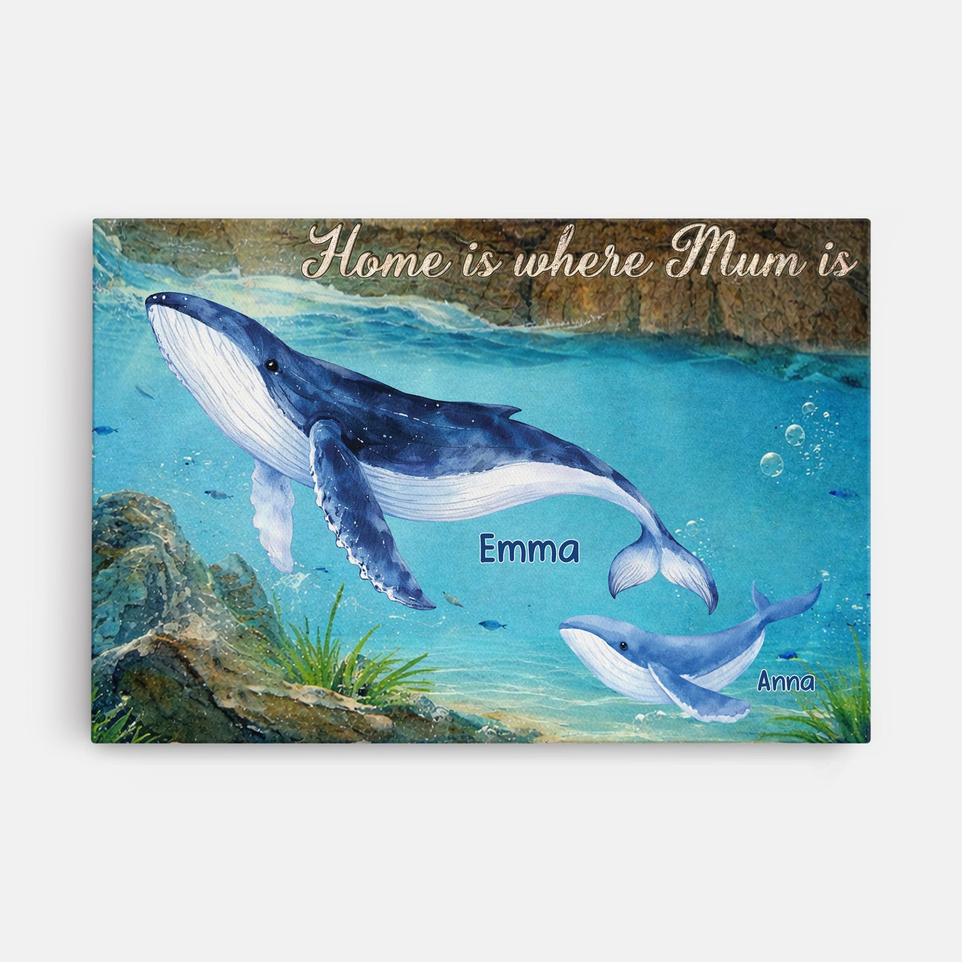 Home is Where Mom is - Personalized Whale Canvas / Poster