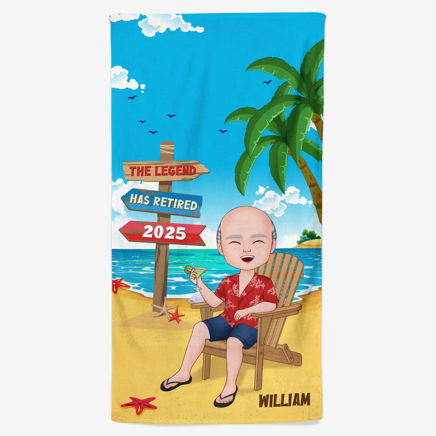 The Legend Has Retired - Personalised Beach Towel