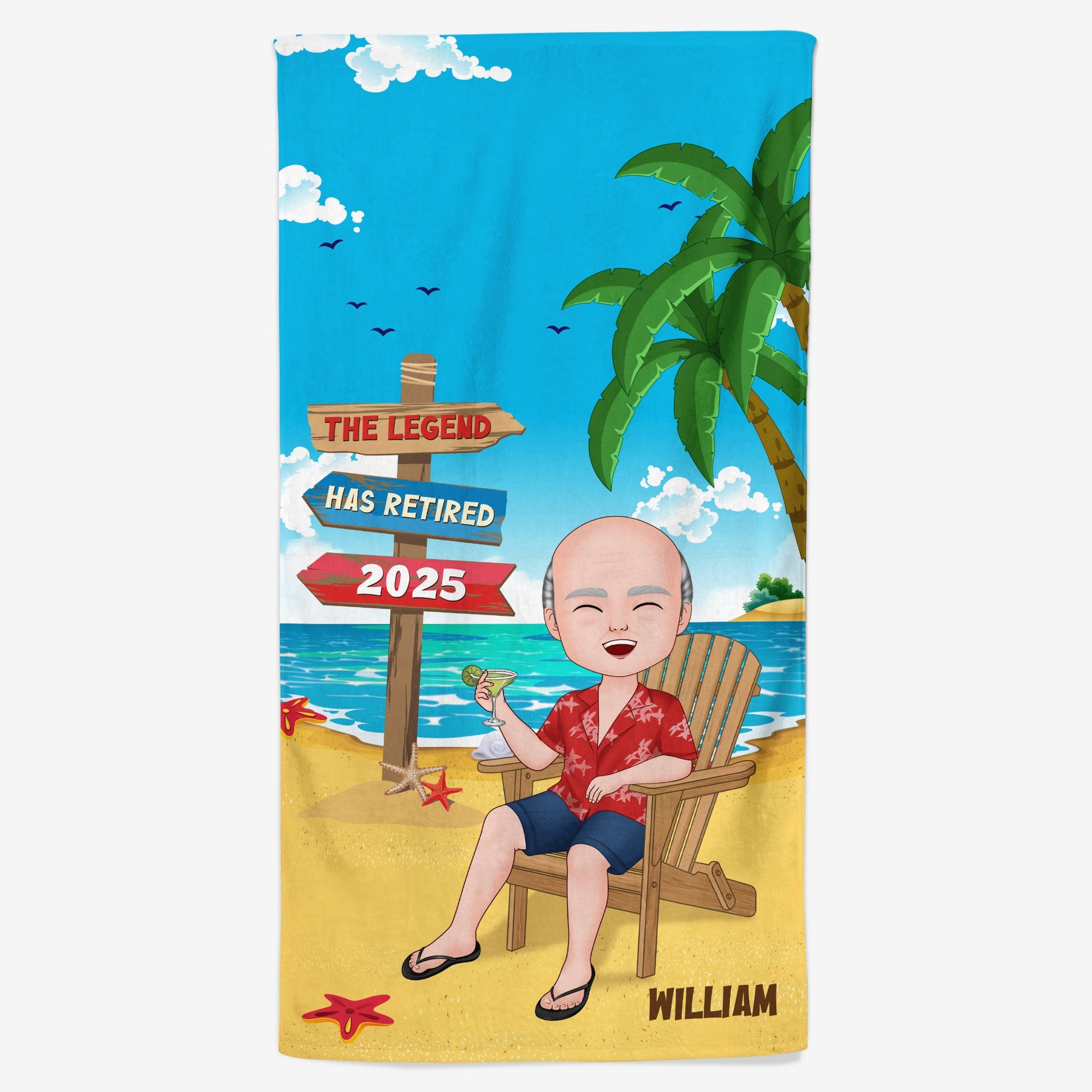 The Legend Has Retired - Personalised Beach Towel