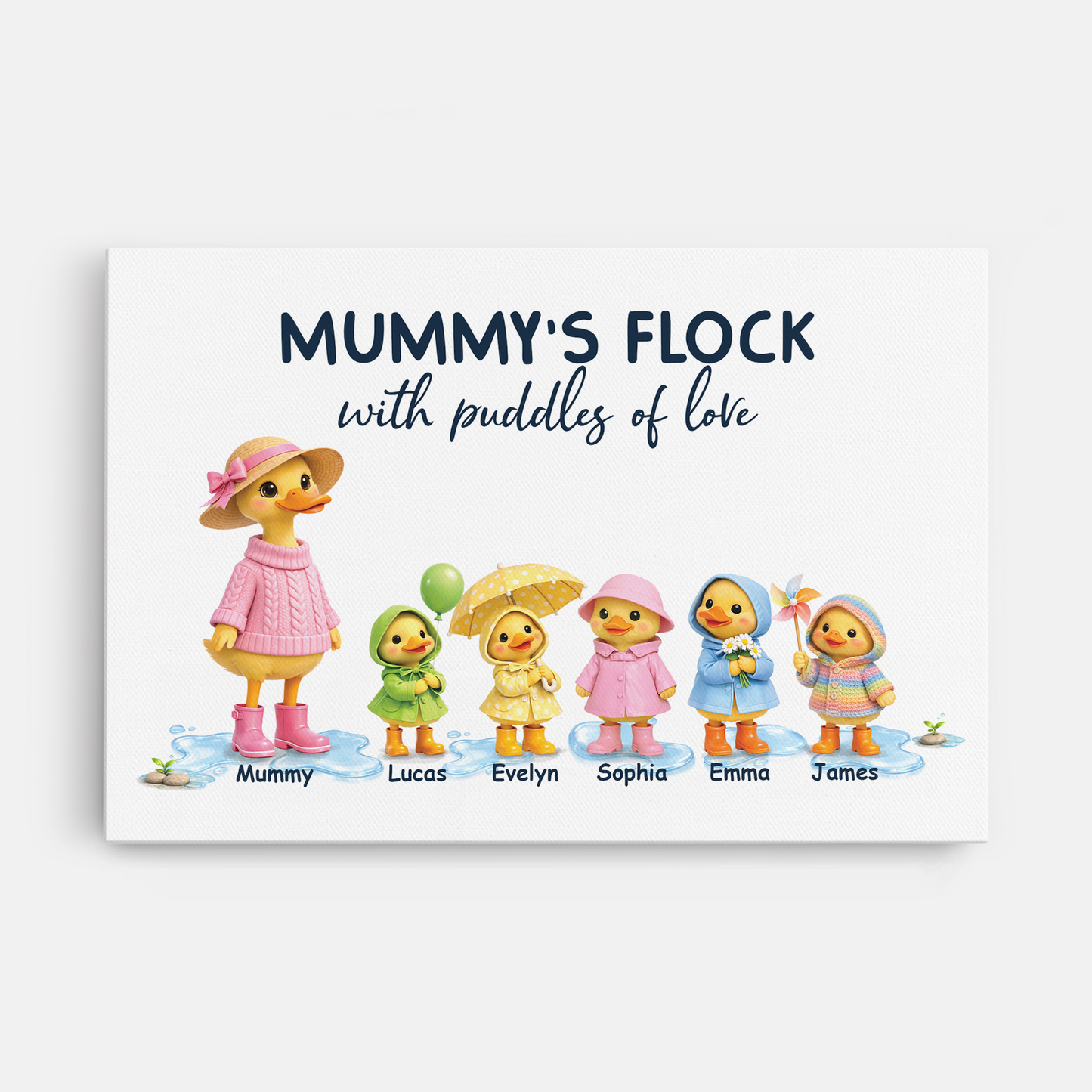 Personalised “Daddy / Mummy’s Flock Duck” Canvas / Poster - Custom Gift For Mum & Dad