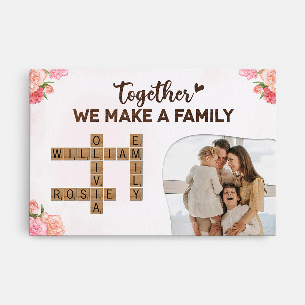 Together We Make A Family - Personalised Crossword Photo Canvas / Poster
