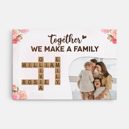 Together We Make A Family - Personalised Crossword Photo Canvas / Poster
