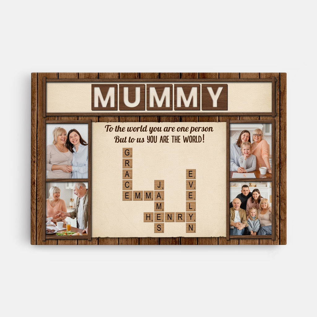 To the World You Are a Mother - Personalised Crossword Photo Canvas / Poster