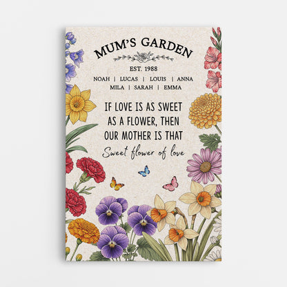 Personalised Granny/Mum's Garden Canvas / Poster - Custom Gift for Mothers Day