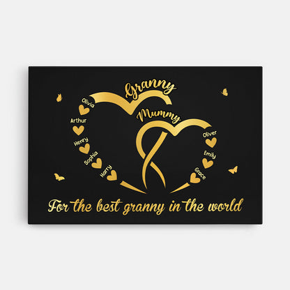 For The Best Grandma In The World - Personalised Custom Family Canvas / Poster