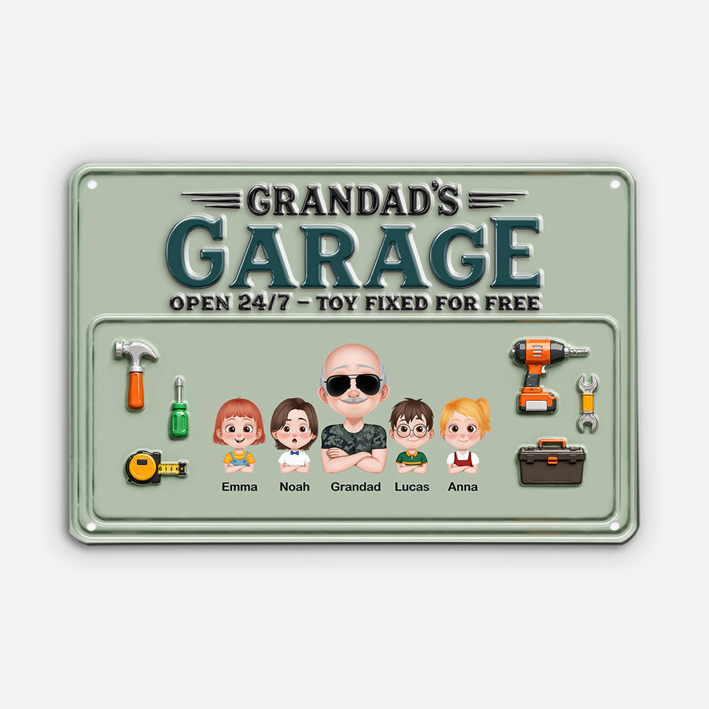 Personalized Dad's Garage Metal Sign personalization view for Dad