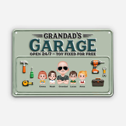 Personalized Dad's Garage Metal Sign personalization view for Dad