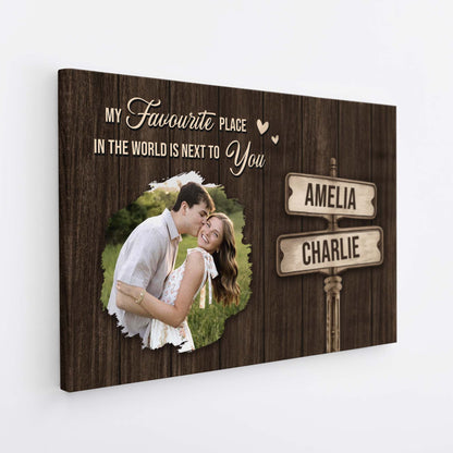 My Favourite Place In The World Is Next To You - Personalised Custom Couples Photo Canvas / Poster