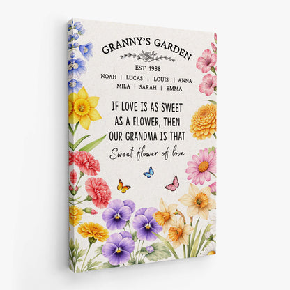 Personalised Granny/Mum's Garden Canvas / Poster - Custom Gift for Mothers Day