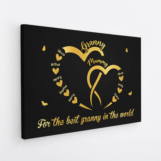 For The Best Grandma In The World - Personalised Custom Family Canvas / Poster