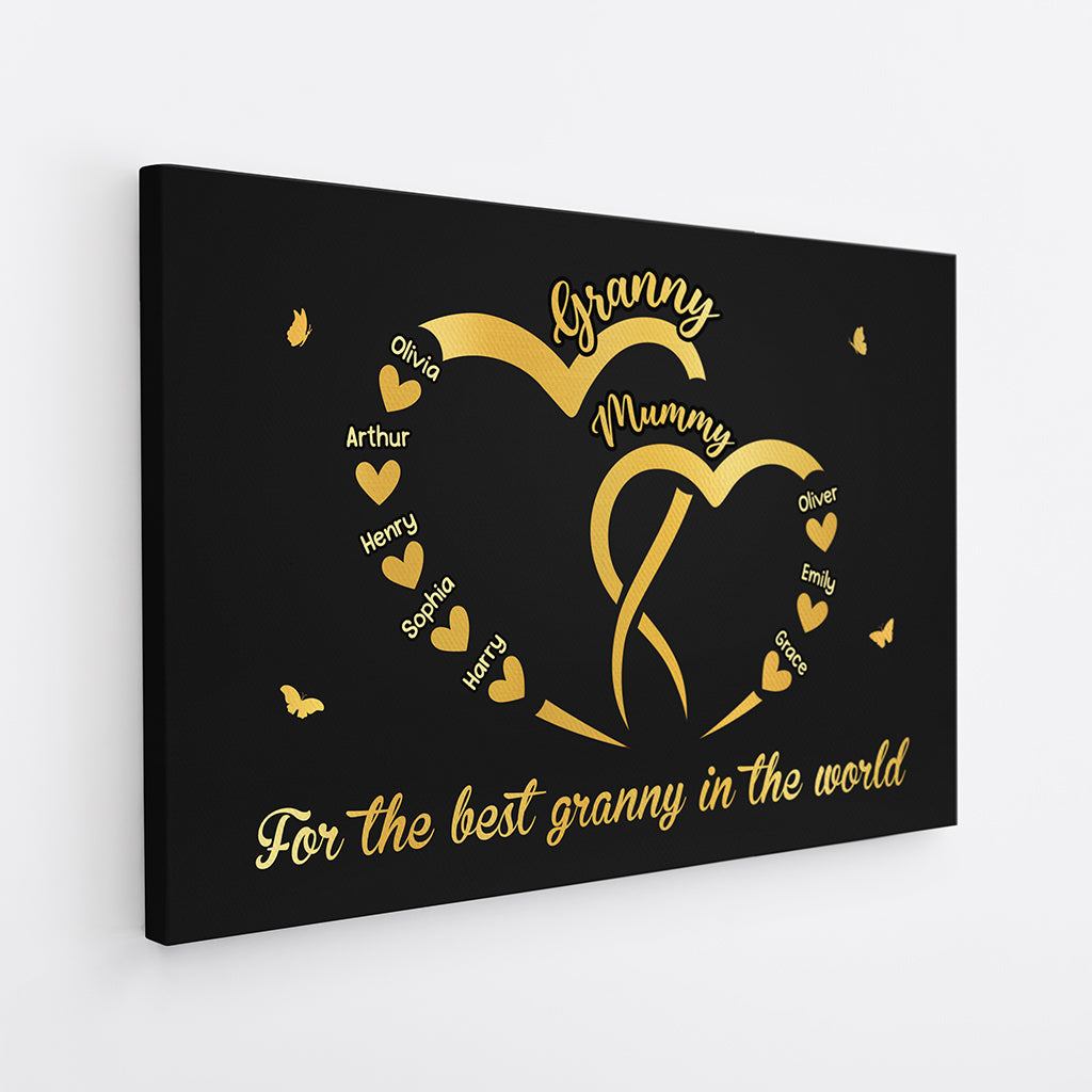 For The Best Grandma In The World - Personalised Custom Family Canvas / Poster
